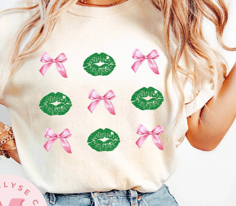Coquette Bows And Lips Cute Shirt, Shamrock Happy Go Lucky Unisex Hoodie Sweater