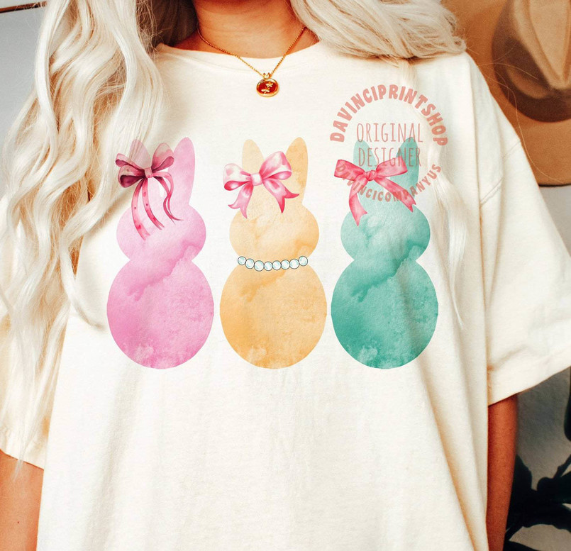 Watercolor Easter Bunnies Shirt, Easter Bunny Cute Unisex T Shirt Tee Tops