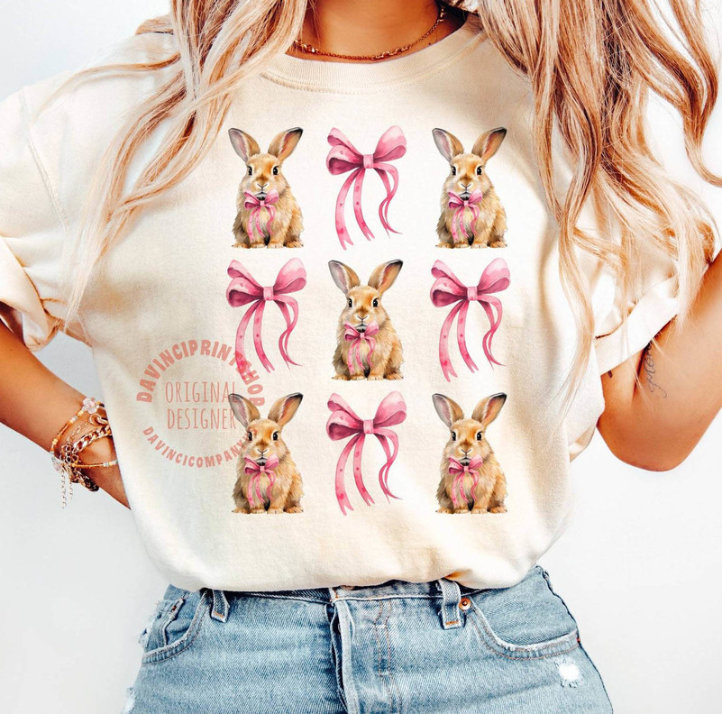 Coquette Bunny Shirt, Happy Easter Unisex Hoodie Hoodie