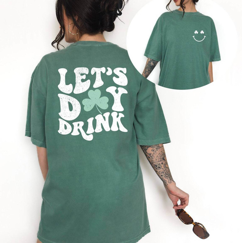 Retro St Patrick's Day Shirt, Lets Day Drink Funny Long Sleeve Hoodie