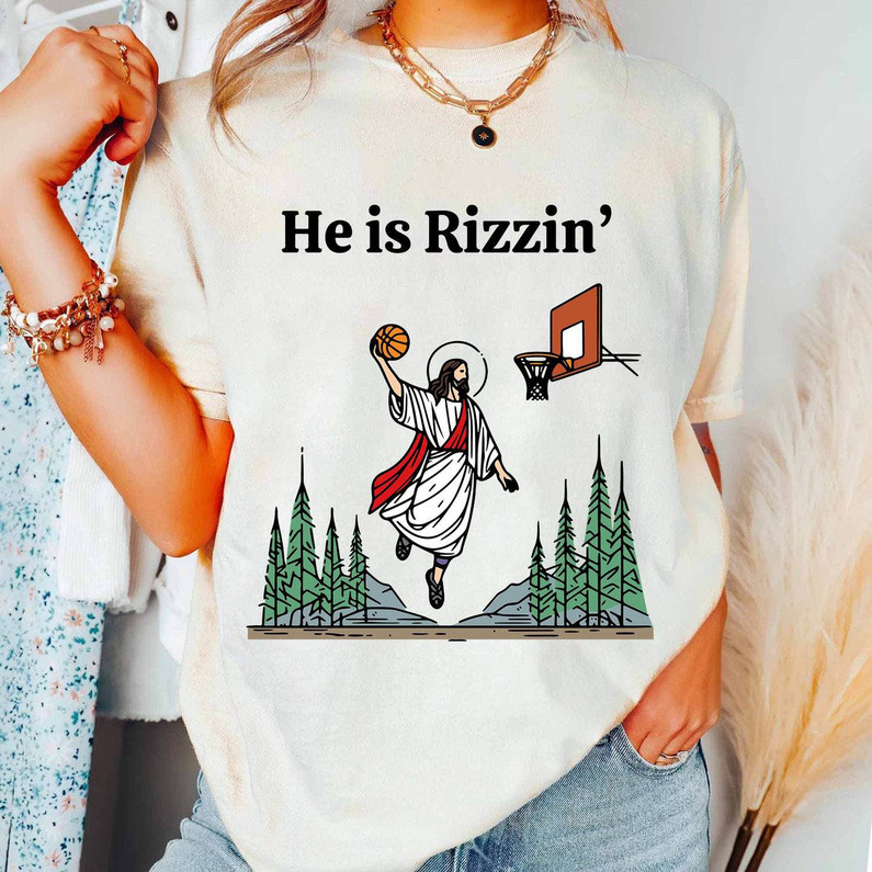 He Is Rizzin' Shirt, Christian Easter Tee Tops Sweater