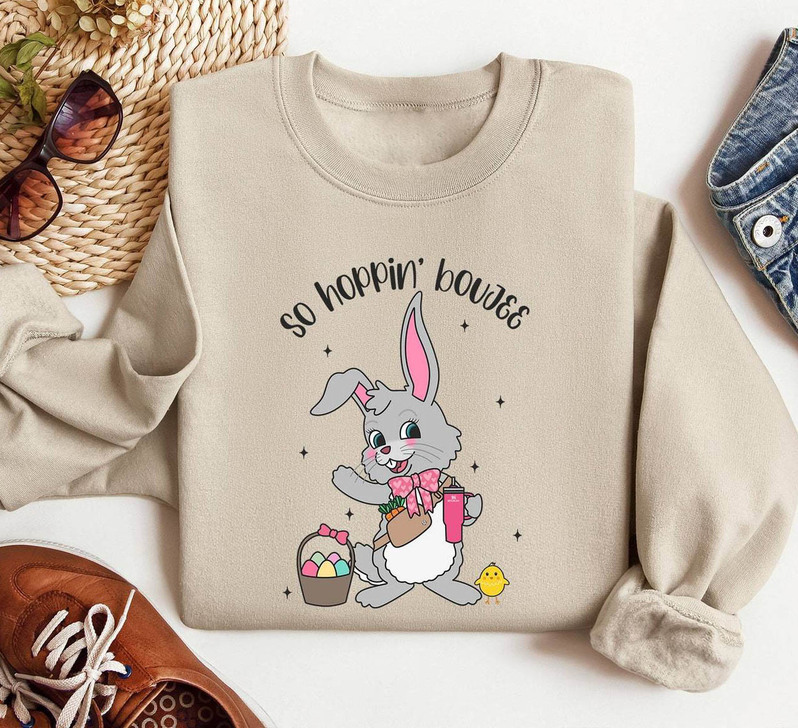 Retro So Hoppin Boujee Shirt, Easter Bunny Crewneck Sweatshirt Hoodie