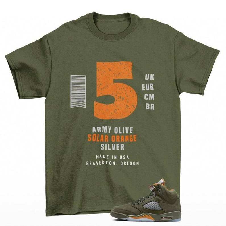Sneaker Label Jordan 5 Olive Shirt, Matching Long Sleeve Hoodie