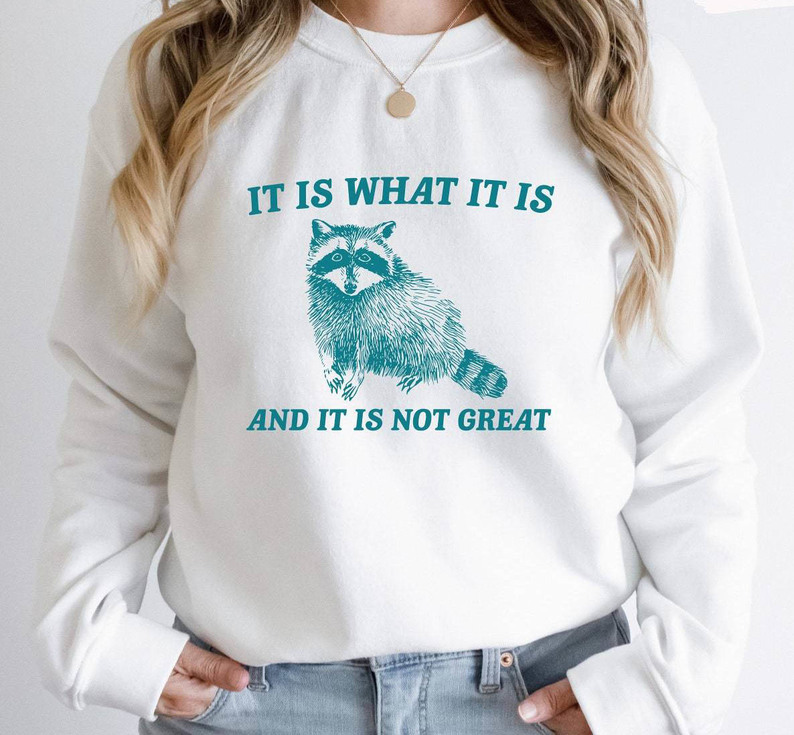 Vintage It Is What It Is And It Is Not Great Sweatshirt, Raccoon Lover Tee Tops Long Sleeve