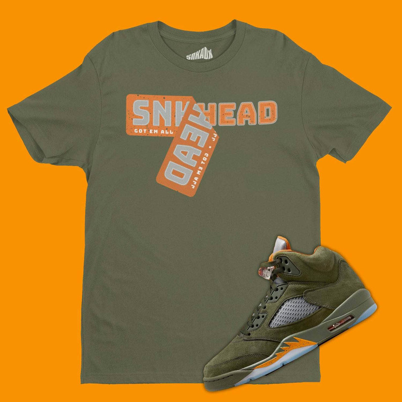 Sneakerhead Sticker Shirt, Retro Jordan 5 Olive Hoodie Tee Tops