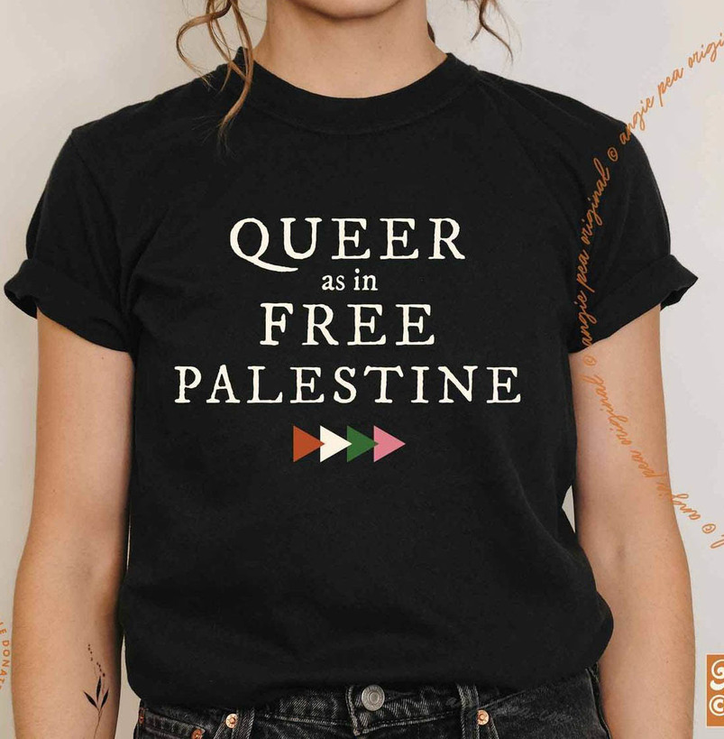 Retro Queer As In Free Palestine Shirt, Support Palestine Tee Tops Hoodie