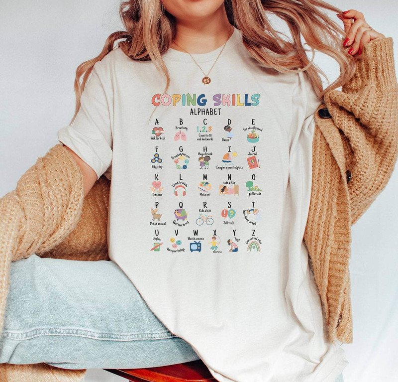 Coping Skills Alphabet Vintage Shirt, Mental Health Awareness Crewneck Sweatshirt Sweater