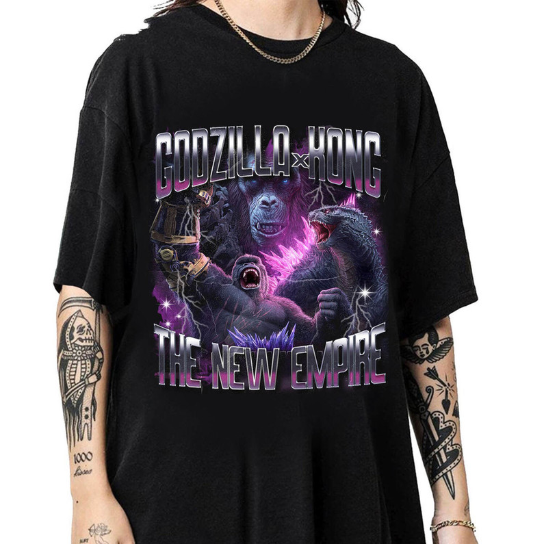 Godzilla X Kong The New Empire Shirt, Godzilla Movie Trendy Crewneck Sweatshirt Sweater