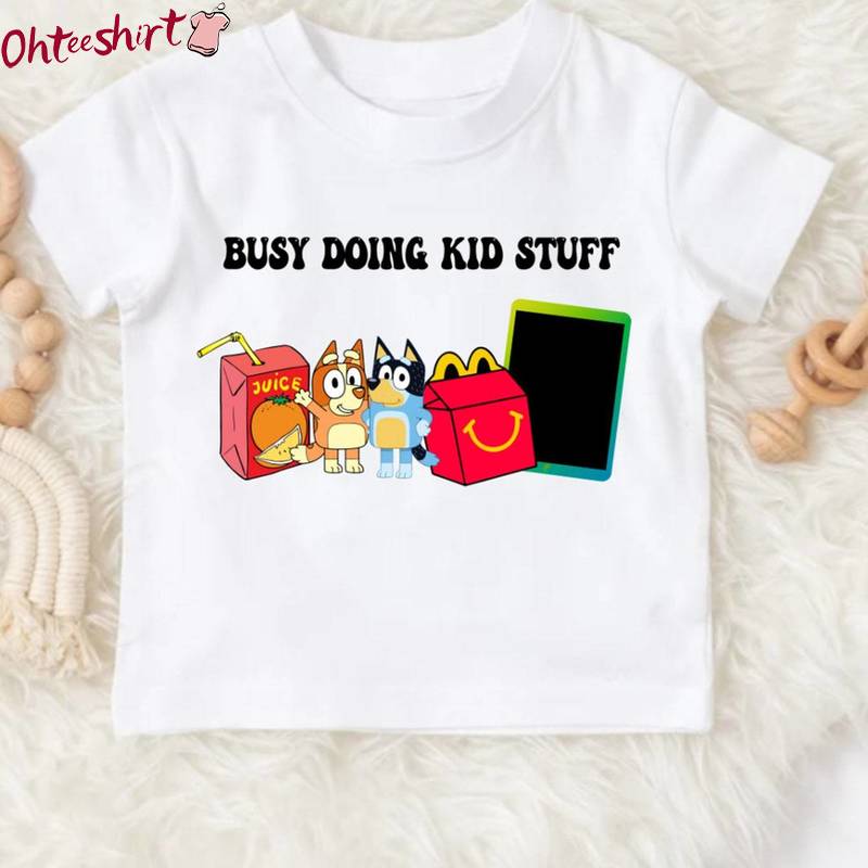 Cartoon Show Busy Doing Kid Stuff Shirt, Juice Addict Ipad Short Sleeve Tee Tops