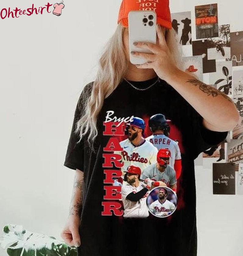 Vintage 90s Graphic Style Bryce Harper Shirt, American Baseball Short Sleeve Hoodie
