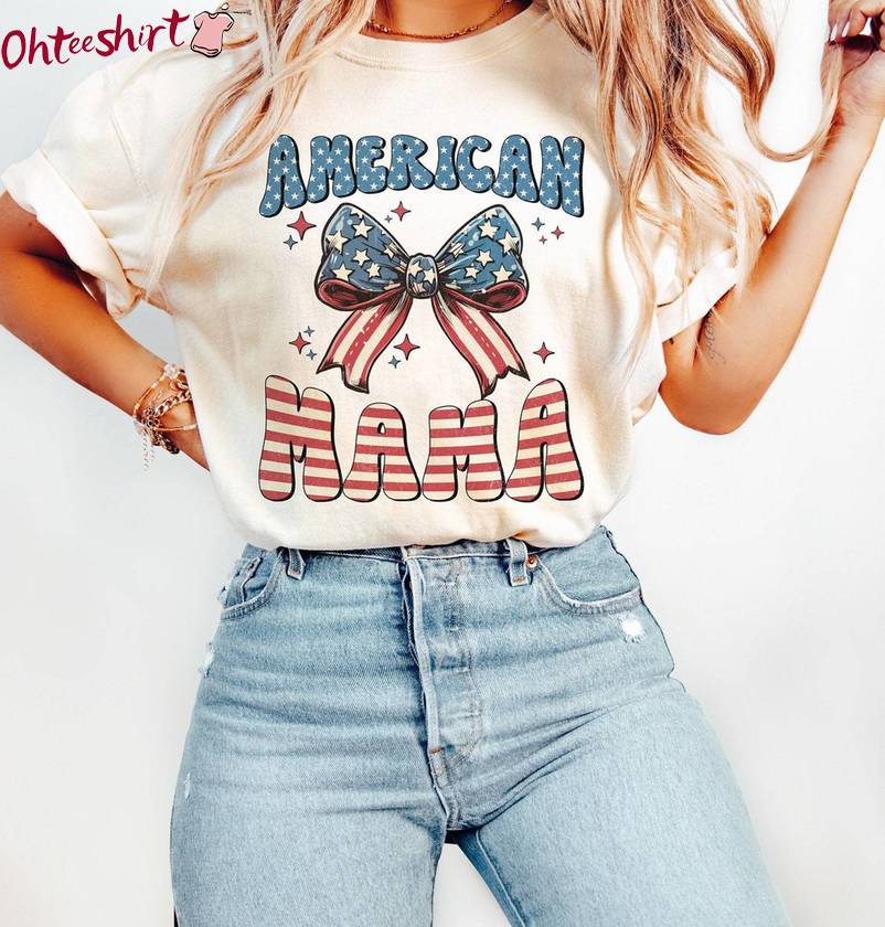 Retro American Mama Shirt, Coquette 4th Of July Unisex T Shirt Crewneck Sweatshirt