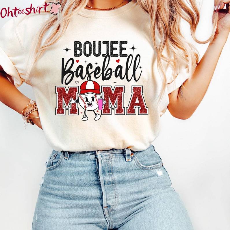 Neutral Boujee Baseball Mama Shirt, Sublimation Design Long Sleeve Hoodie