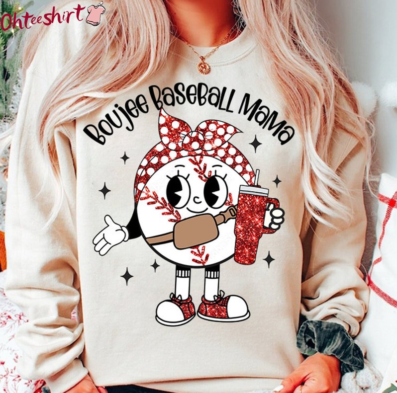 Boujee Baseball Mom Shirt, Baseball Sports Tee Tops T-Shirt Gifts For Mother's Day