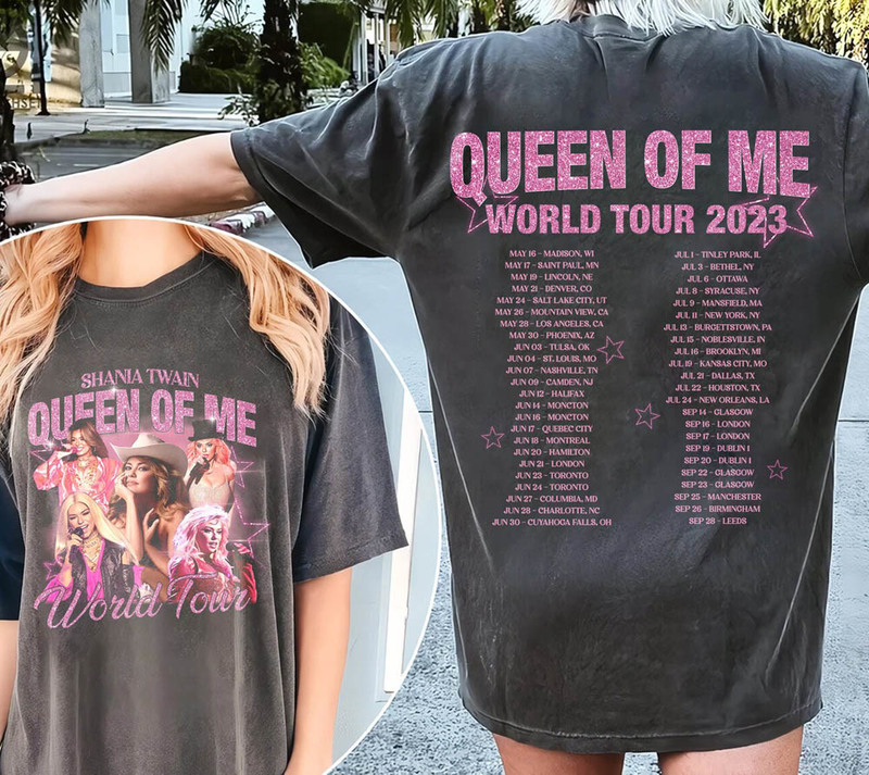 Queen Of World Tour 2023 Shirt, Shania Twain Let's Go Girls Sweatshirt Crewneck