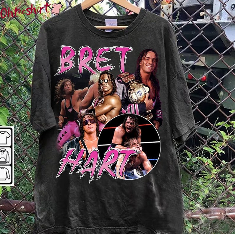 Vintage 90s Graphic Style Bret Hart T Shirt, American Professional Unisex T Shirt Long Sleeve