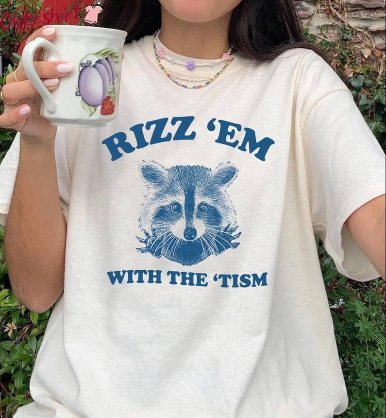Cute Rizz Em With The Tism Shirt, Cute Squirrel In Simple Color Tee Tops T-Shirt