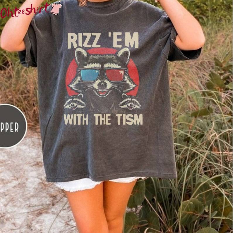 Retro Rizz Em With The Tism Shirt, Funny Raccoon Graphic Autism T-Shirt Tank Top