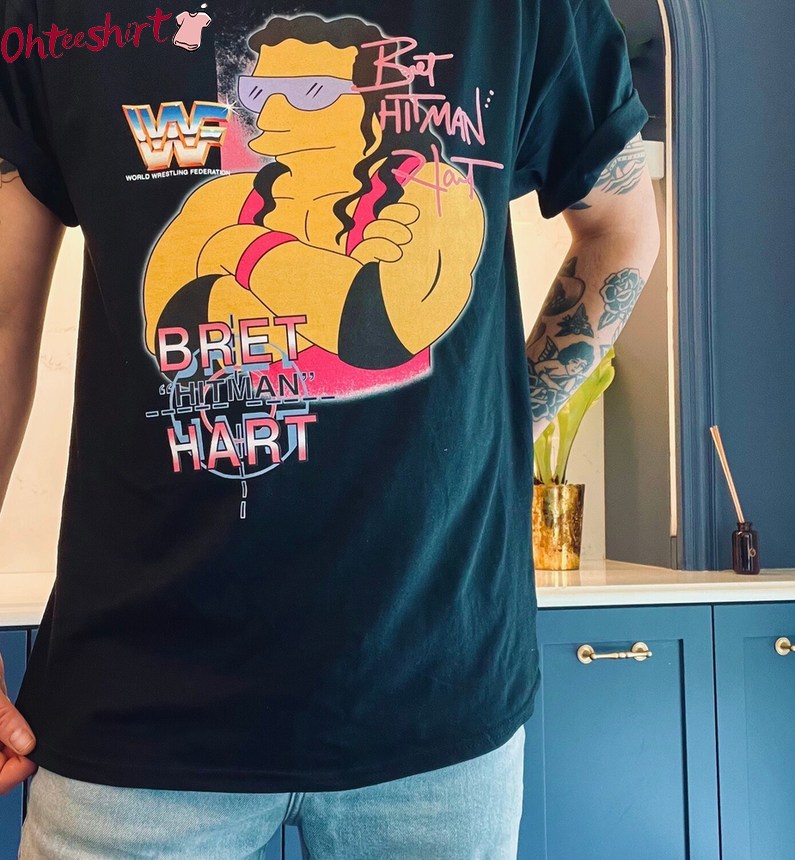 Funny Bret Hitman Hart Wwf Shirt, Heavyweight Cute Long Sleeve Tee Tops