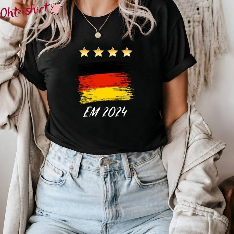 Germany Flag With Stars Em 2024 Shirt, Euro 2024 Unisex T Shirt Crewneck Sweatshirt