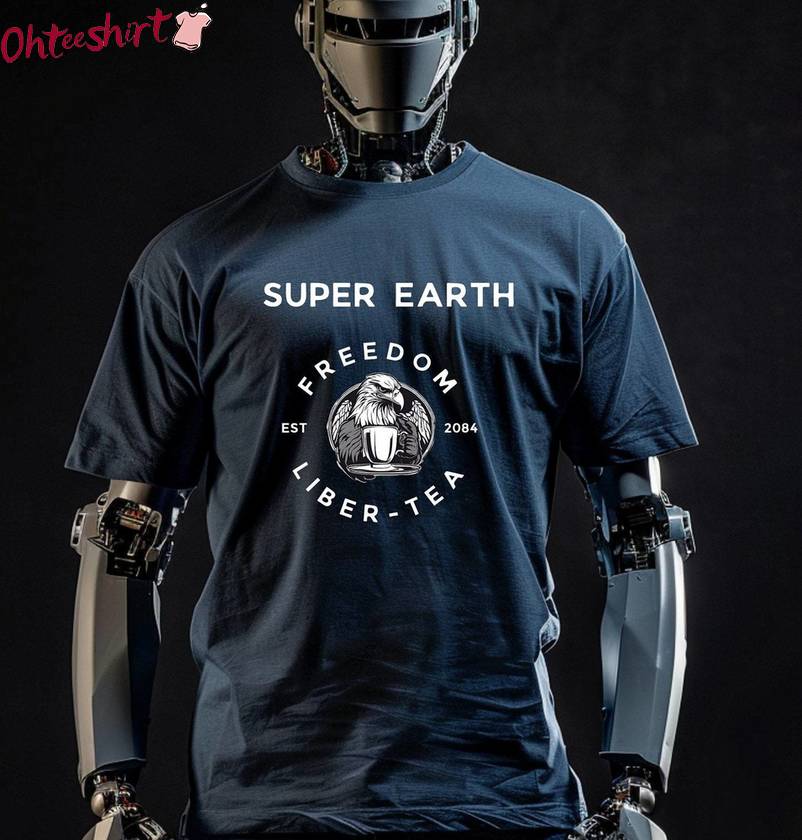 Helldivers Trendy Shirt, Super Earth Logo Video Game Short Sleeve Tee Tops