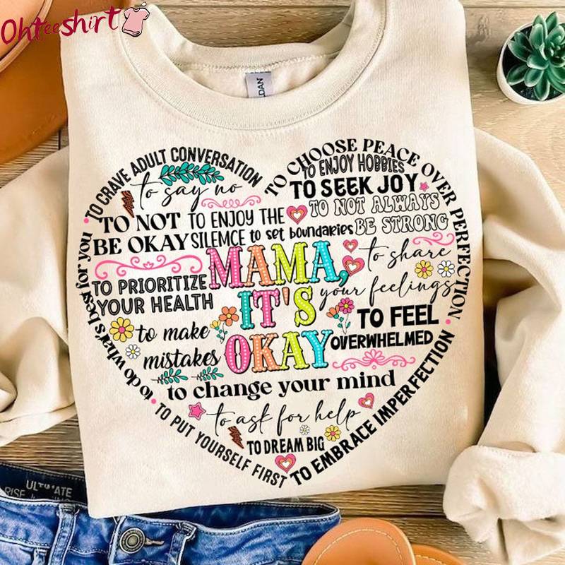 Retro Mama It S Okay Shirt, Mental Health Short Sleeve Tee Tops