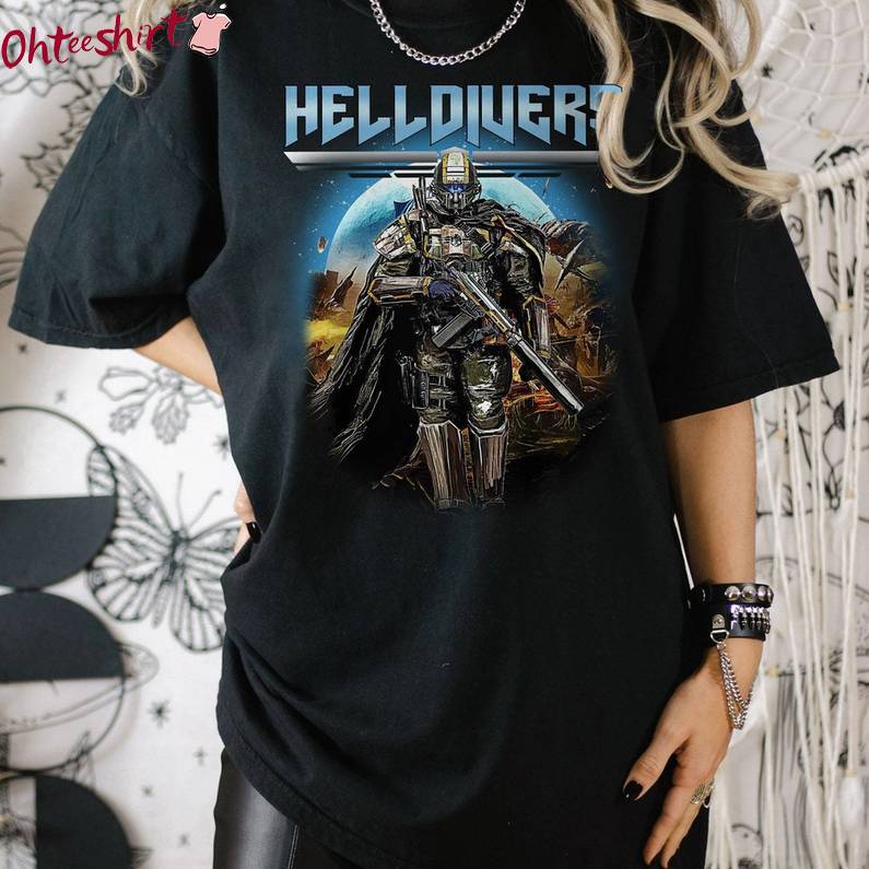 Helldivers 2 Skull Shirt, Video Game Malevelon Short Sleeve Tee Tops