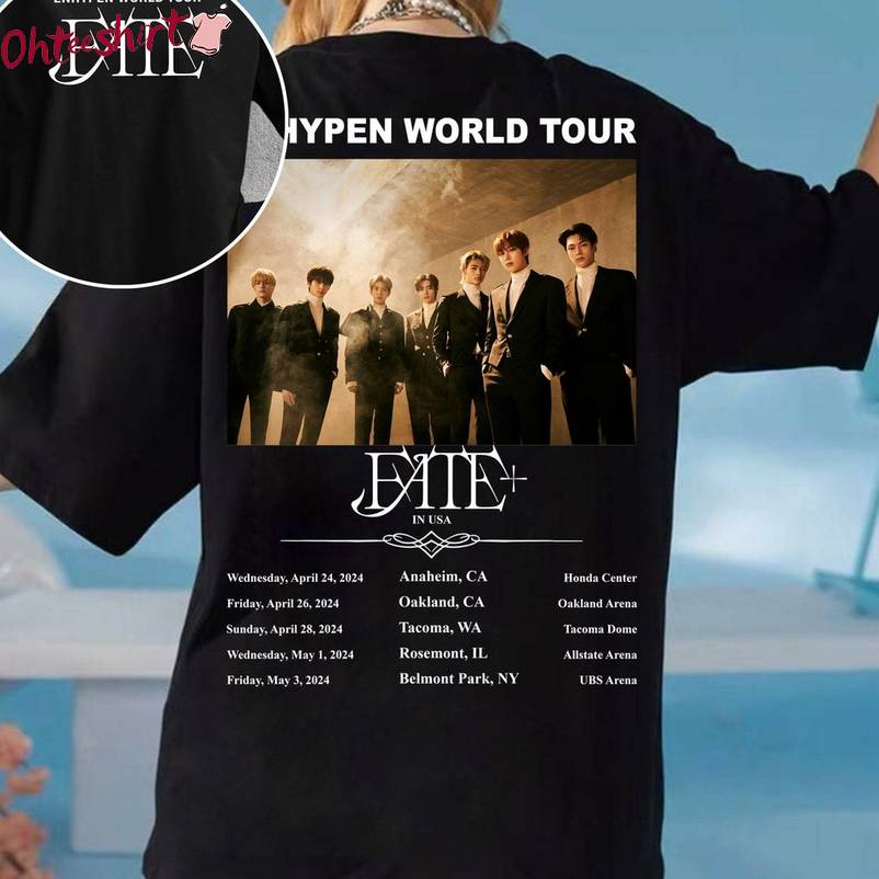 Must Have Enhypen Tour Shirt, Funny World Tour Fate 2024 Short Sleeve Tee Tops