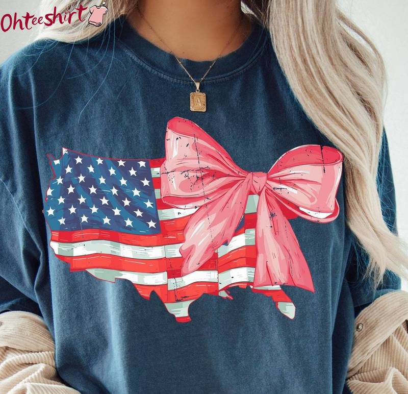 Coquette 4th Of July Shirt, Distressed Coquette American Flag Hoodie Tank Top