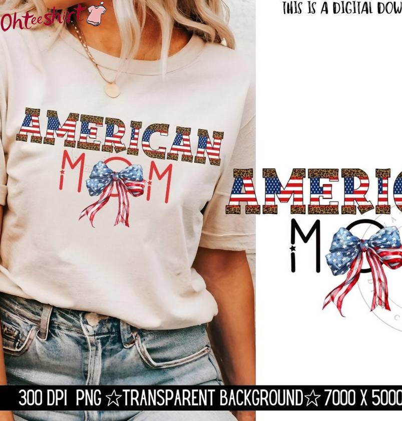 American Mom Mama Clipart Unisex T Shirt , Coquette 4th Of July Shirt