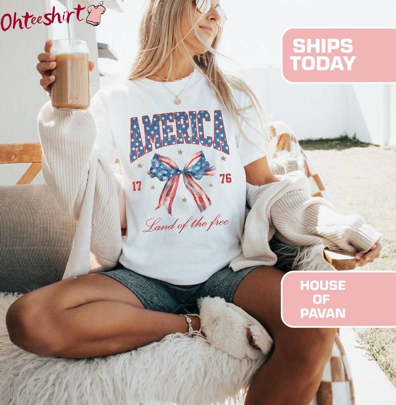 Trendy Coquette 4th Of July Shirt, Red White And Blue America Comfort Colors Hoodie
