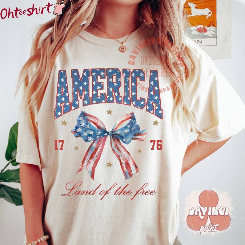 Groovy Coquette 4th Of July Shirt, Creative Fourth Of July Short Sleeve Sweater