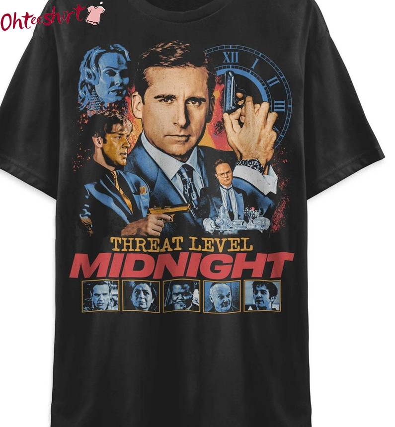 New Rare Threat Level Midnight Shirt, Trendy Movie Short Sleeve Crewneck
