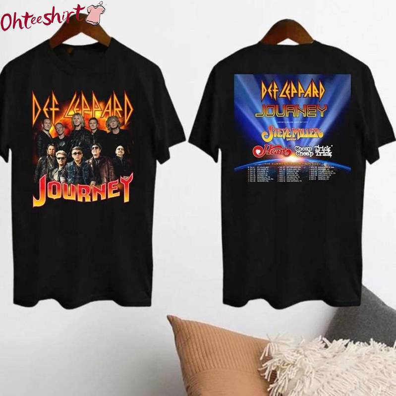 Awesome Def Leppard Tour Shirt, Trendy Journey Band Tour Crewneck Tee Tops