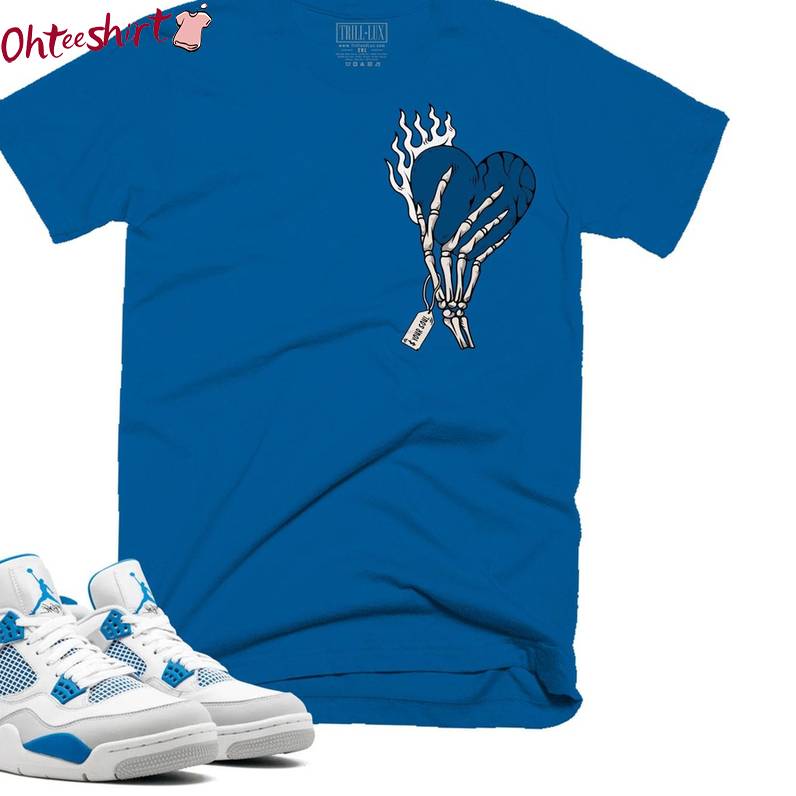 Creative Blue Heart Long Sleeve , Creative Jordan 4 Military Blue Inspired Shirt Crewneck