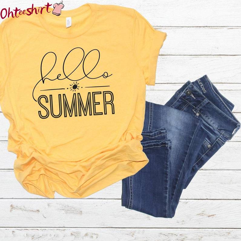 Groovy Hello Summer Shirt, Funny Summer Flowers Long Sleeve Tee Tops