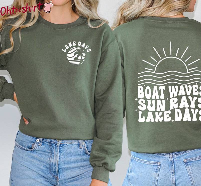 Awesome Boat Waves Sun Rays Lake Days Shirt, Boat Trip Unisex Hoodie Sweater