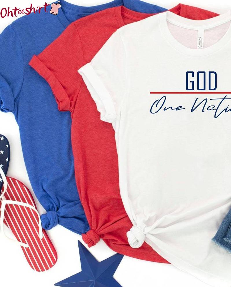Awesome One Nation Under God Shirt, Groovy Freedom Day Long Sleeve Tee Tops