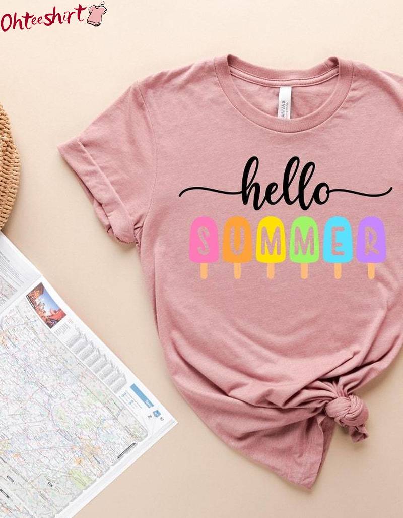 Popsicle Written Summer Welcome Sweatshirt, Cute Hello Summer Shirt Hoodie