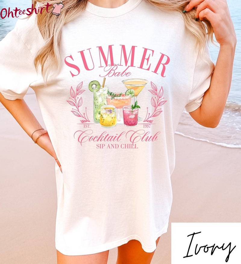 Fantastic Summer Social Club Long Sleeve, Groovy Summer Babe Cocktail Club Shirt Short Sleeve