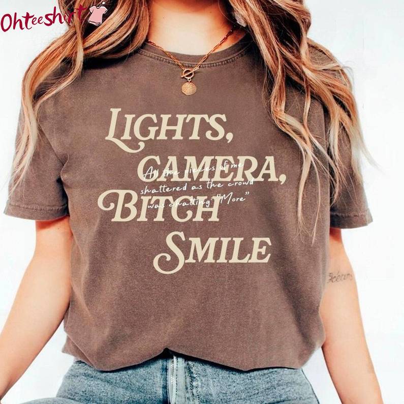 Lights Camera Teach Smile Trendy Shirt, Creative Ttpd Lyrics Unisex T Shirt Short Sleeve