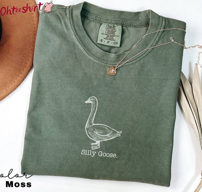 Cute Goose Sweatshirt , Groovy Silly Goose On The Loose Shirt Long Sleeve