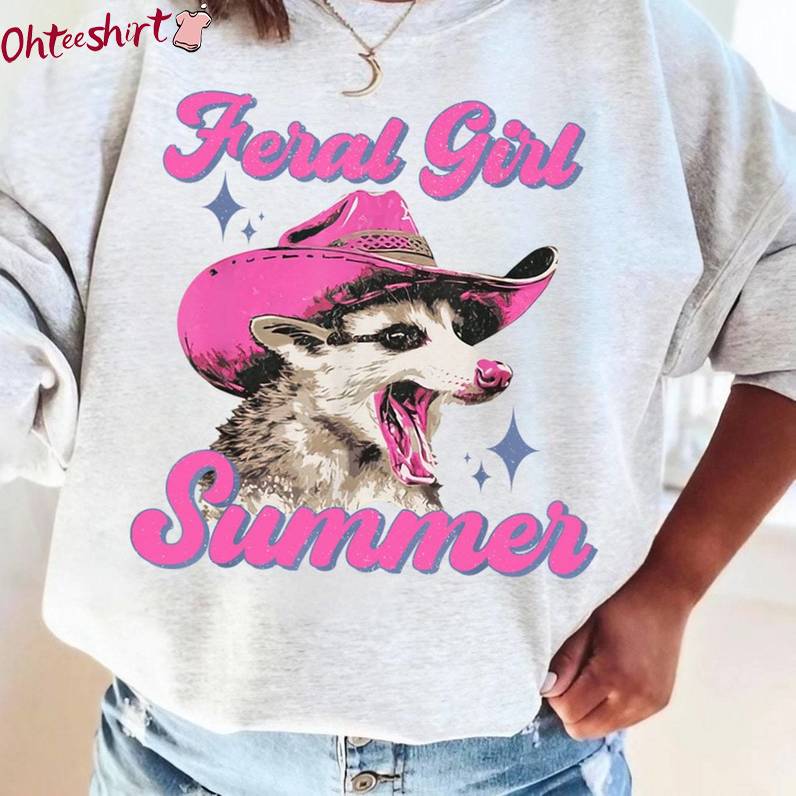 Funny Raccoon Short Sleeve , Limited Feral Girl Summer Shirt Sweater