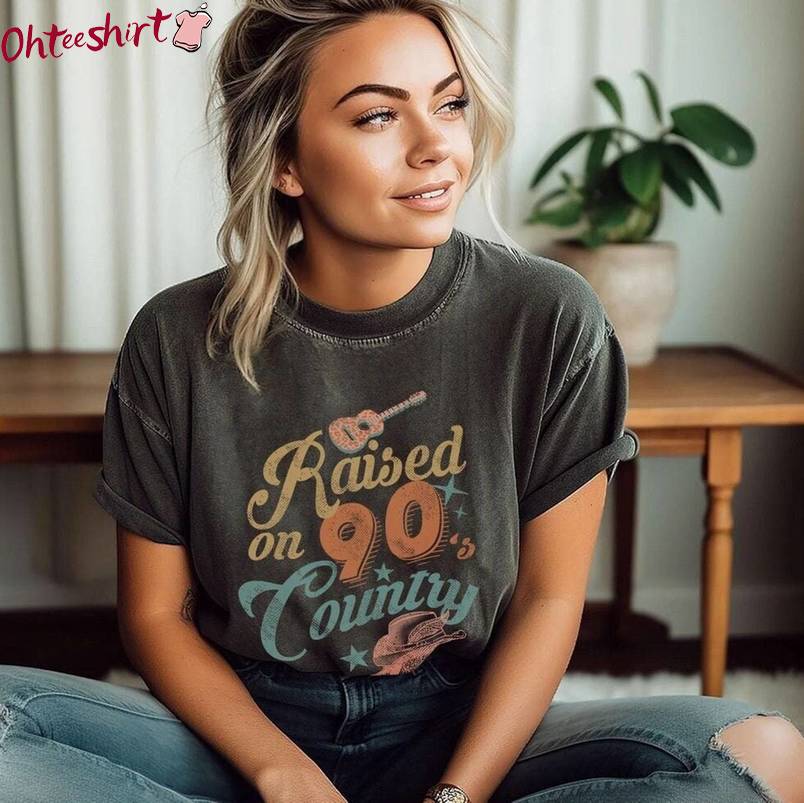 Trendy Country Music Crewneck, Comfort Raised On 90's Country Shirt Unisex Hoodie