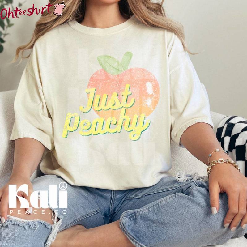 Cool Design Just Peachy Shirt, Vintage Distressed Tee Tops Sweater