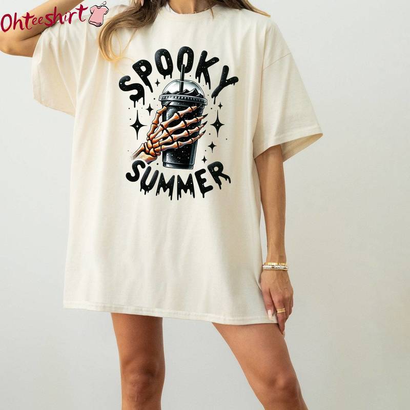 Skeleton Hand Inspired Unisex T Shirt , Cool Design Spooky Summer Shirt Long Sleeve