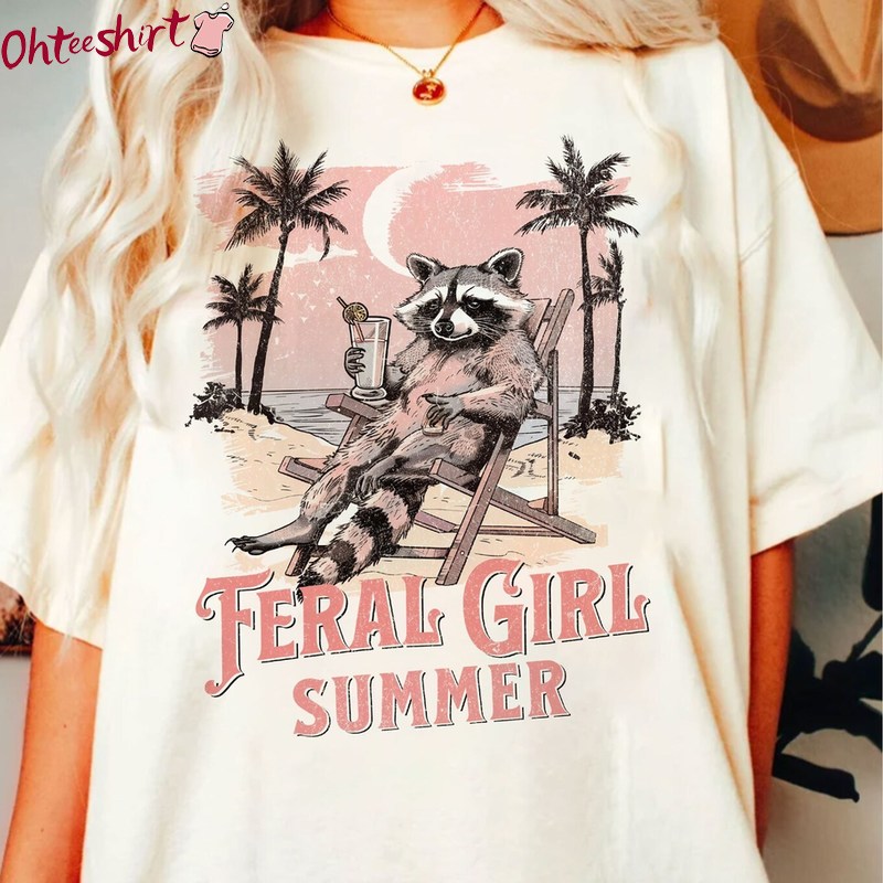 Creative Feral Girl Summer Shirt, Cool Design Summer Girl Short Sleeve Tee Tops