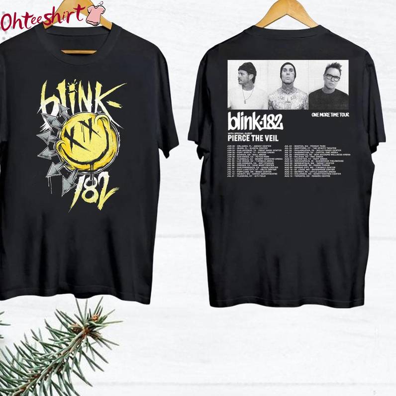 Blink 182 Cool Design Shirt, Trendy World Tour 2024 Short Sleeve Crewneck