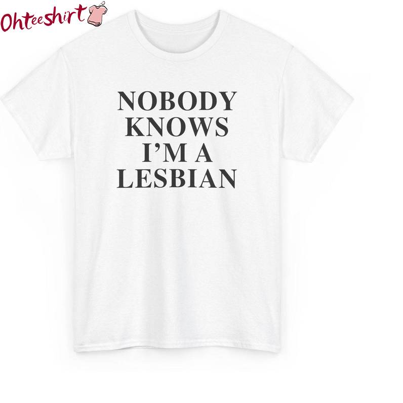 Vintage Nobody Knows I'm A Lesbian Shirt, Pride Lesbian Crewneck Long Sleeve