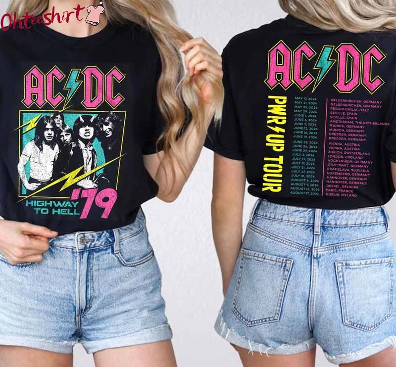 Vintage Acdc Band World Tour 2024 Unisex Hoodie, Comfort Acdc Band Shirt Tee Tops