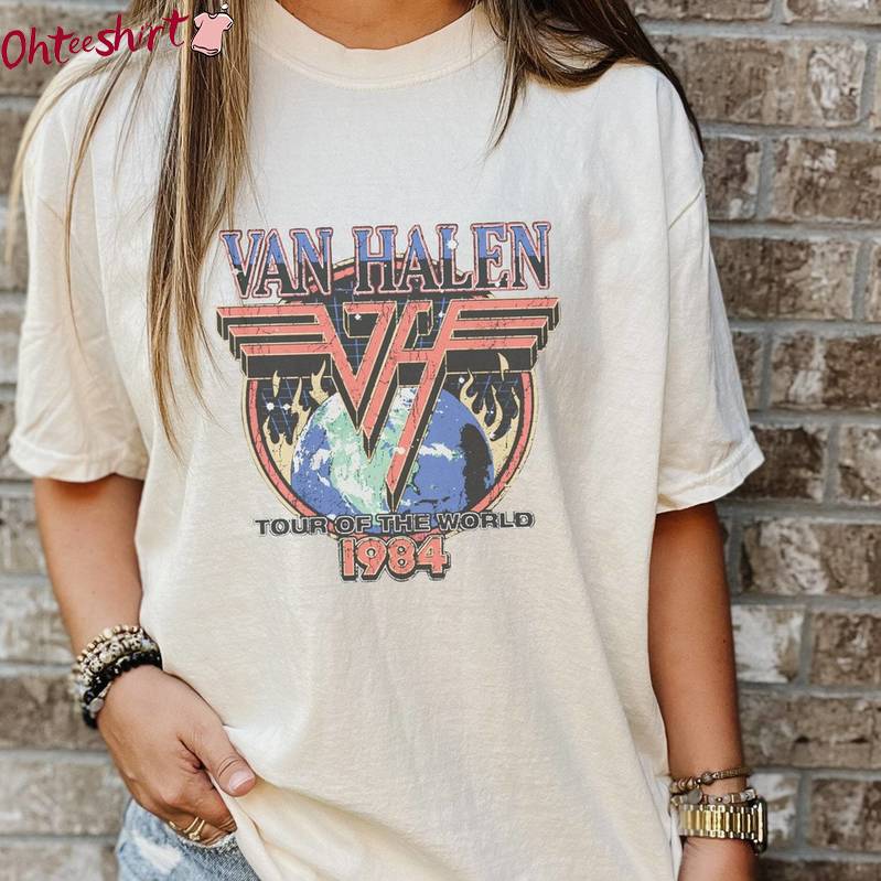 Awesome Van Halen Sweatshirt, Limited Tour Of The World 1984 Crewneck Long Sleeve